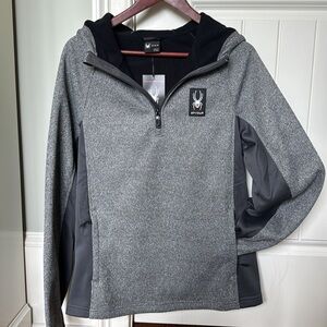 Spyder Mens’ Quarter-Zip Fleece Jacket with Hood, M, NWTs.
